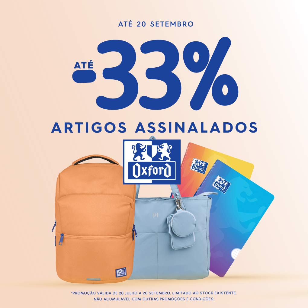 -33% em cadernos e dossiers oxford